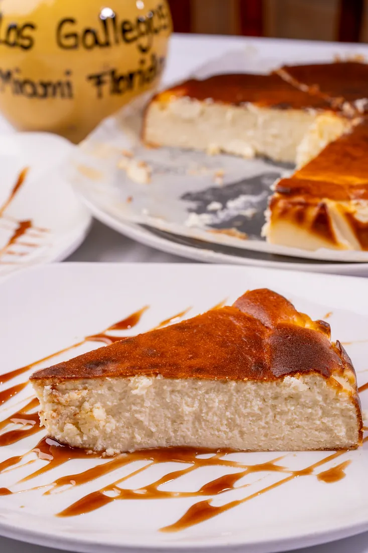 Burnt Basque cheesecake with a caramelized top at Los Gallegos Miami