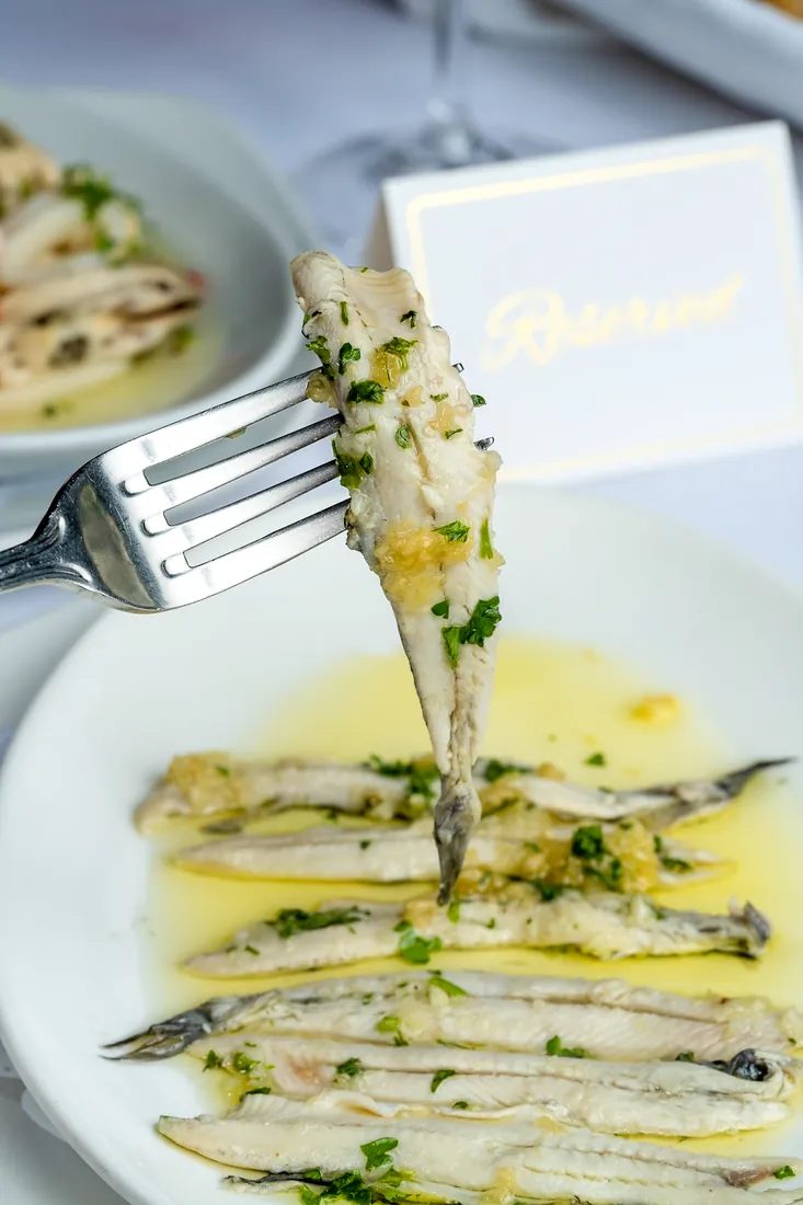 Boquerones en vinagre, marinated white anchovies at Los Gallegos Miami