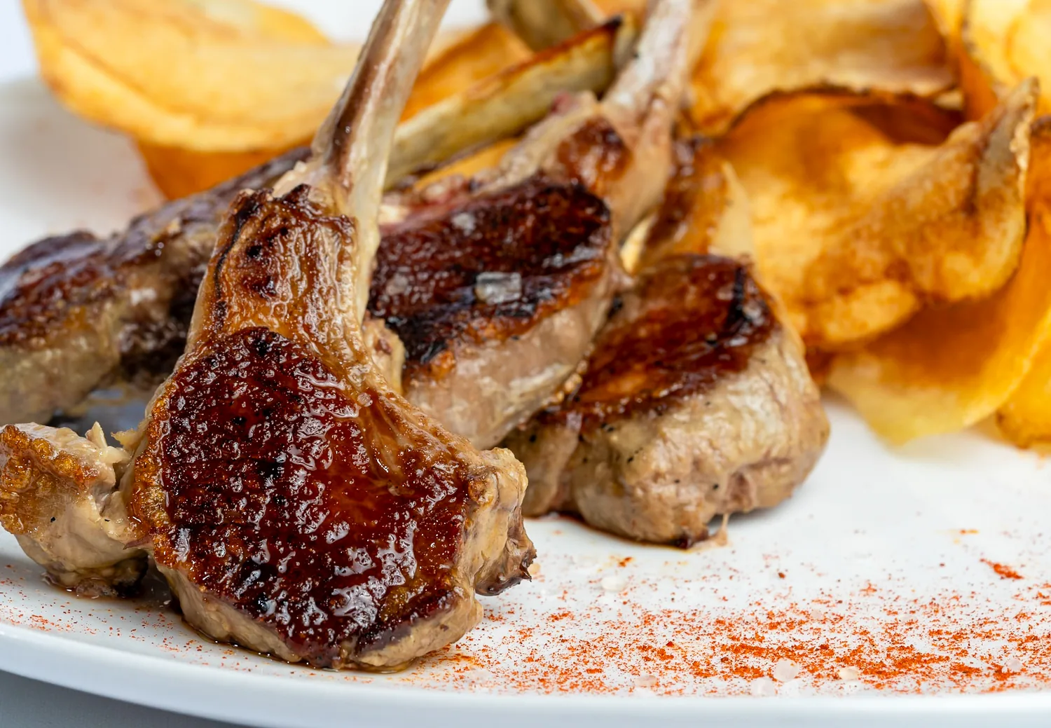 Chuletas de cordero, grilled lamb chops at Los Gallegos in Miami, Florida