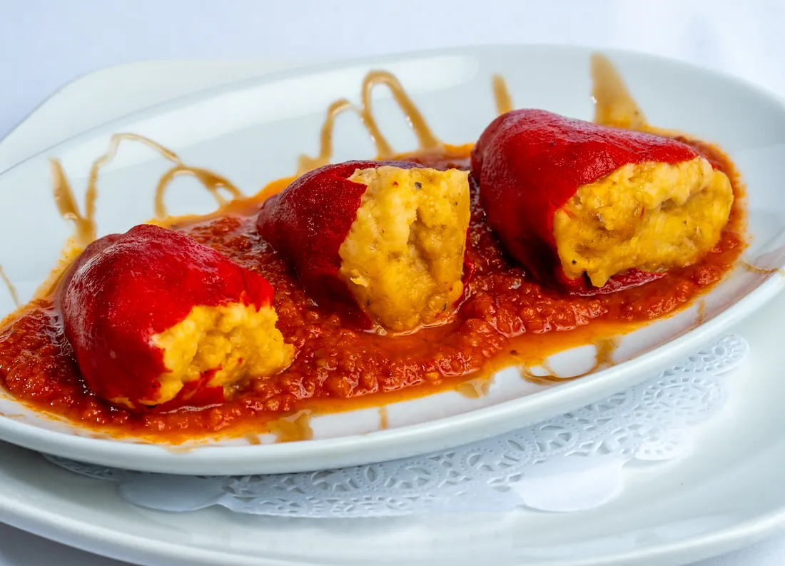 Pimientos del piquillo stuffed with cod at Los Gallegos Miami